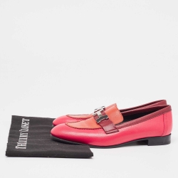 Pre Owned Hermes Tricolor Leather Paris Loafers Size 35