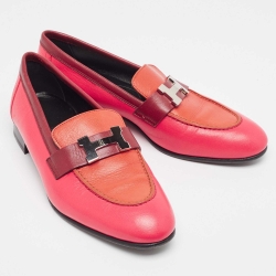 Pre Owned Hermes Tricolor Leather Paris Loafers Size 35