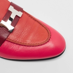 Pre Owned Hermes Tricolor Leather Paris Loafers Size 35