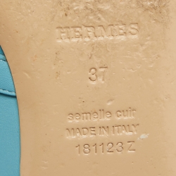 Hermes Blue Leather  Oz Mules Size  37