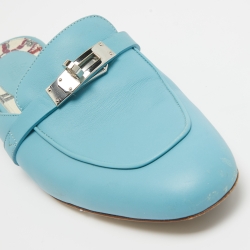 Hermes Blue Leather  Oz Mules Size  37