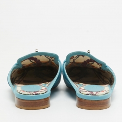 Hermes Blue Leather  Oz Mules Size  37