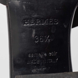 مملوكة مسبقًا Hermes Black Leather Mona Sandals Size 36.5