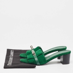 مملوكة مسبقًا Hermes Green Suede Gigi Slide Sandals Size 39