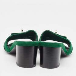 مملوكة مسبقًا Hermes Green Suede Gigi Slide Sandals Size 39