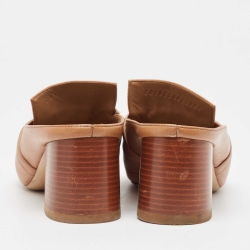 مملوكة مسبقًا Hermes Brown Leather Blossom Mules Size 38.5