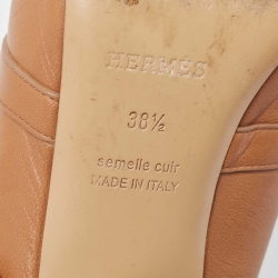 مملوكة مسبقًا Hermes Brown Leather Blossom Mules Size 38.5