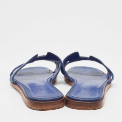 مملوكة مسبقًا Hermès Blue Leather Oran Flat Slides Size 39