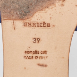 مملوكة مسبقًا Hermès Blue Leather Oran Flat Slides Size 39