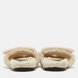 Hermes Off White Shearling Chypre Flat Slides Size 37