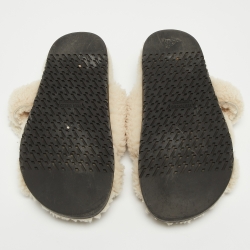 Hermes Off White Shearling Chypre Flat Slides Size 37