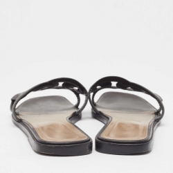 مملوكة مسبقًا Hermes Black Leather Aloha Flat Slides Size 40