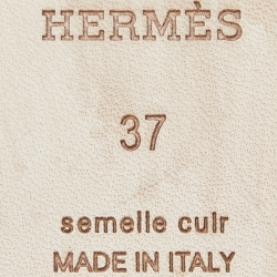 مملوكة مسبقًا Hermes Grey Leather Oran Flat Slides Size 37