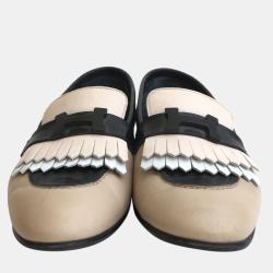 Pre Owned Hermes Multicolore Beige Calfskin Royal Loafers 38