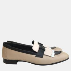 Pre Owned Hermes Multicolore Beige Calfskin Royal Loafers 38