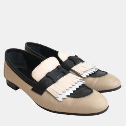 Pre Owned Hermes Multicolore Beige Calfskin Royal Loafers 38