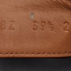 Pre Owned Hermes Brown Leather Chypre Flat Slides Size 39.5