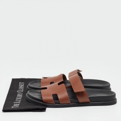 Pre Owned Hermes Brown Leather Chypre Sandals Size 45