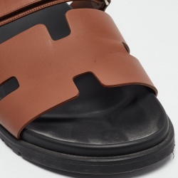Pre Owned Hermes Brown Leather Chypre Sandals Size 45