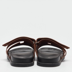 Pre Owned Hermes Brown Leather Chypre Sandals Size 45