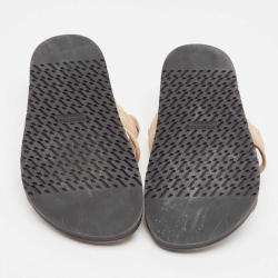 Pre Owned Hermes Light Brown Suede Extra Slides Size 38