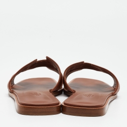 Pre Owned Hermes Brown Leather Oran Sandals Size 39