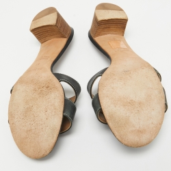 Pre Owned Hermes Black Leather Oasis Slide Sandals Size 37