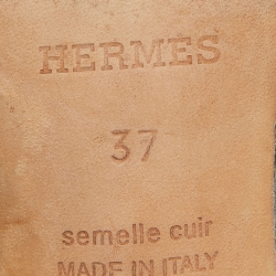 Pre Owned Hermes Black Leather Oasis Slide Sandals Size 37