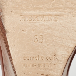مملوكة مسبقًا Hermes Brown Leather Legend Wedge Sandals Size 38