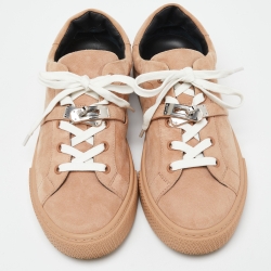 Pre Owned Hermes Beige Suede Day Sneakers Size 40