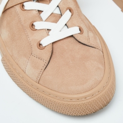 Pre Owned Hermes Beige Suede Day Sneakers Size 40