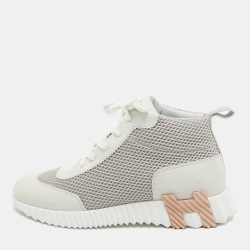 Hermes Grey Suede and Mesh Hip-Hop Sneakers Size 38