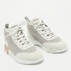 Hermes Grey Suede and Mesh Hip-Hop Sneakers Size 38