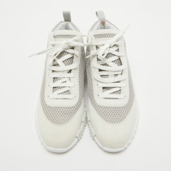 Hermes Grey Suede and Mesh Hip-Hop Sneakers Size 38