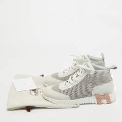 Hermes Grey Suede and Mesh Hip-Hop Sneakers Size 38