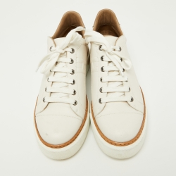 مملوكة مسبقًا Hermès White/Silver Leather Trail Low Top Sneakers Size 39