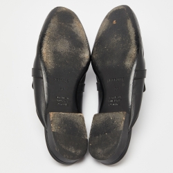 Hermes Black Leather Oz Flat Mules Size 37