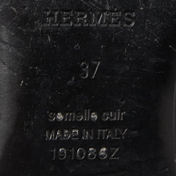 Hermes Black Leather Oz Flat Mules Size 37