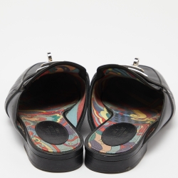 Hermes Black Leather Oz Flat Mules Size 37