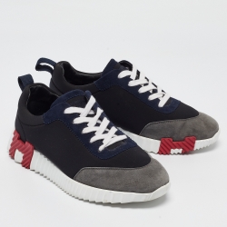 مملوكة مسبقًا Hermes Multicolor Suede and Nylon Bouncing Sneakers Size 37