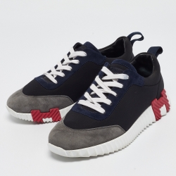 مملوكة مسبقًا Hermes Multicolor Suede and Nylon Bouncing Sneakers Size 37