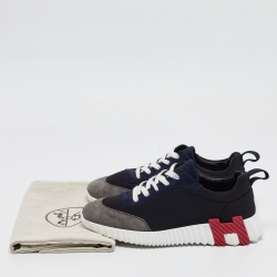 مملوكة مسبقًا Hermes Multicolor Suede and Nylon Bouncing Sneakers Size 37