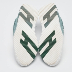 مملوكة مسبقًا Hermes Green/Grey Mesh and Suede Bouncing Sneakers Size 38.5