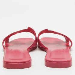 مملوكة مسبقًا Hermes Pink Leather Oran Flat Slides Size 40
