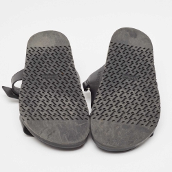 Pre Owned Hermes Black Leather Chypre Sandals Size 40