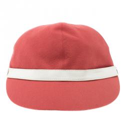 Pre Owned Hermes Pink Leather Contrast Leather Band Cap