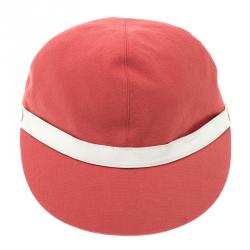 Pre Owned Hermes Pink Leather Contrast Leather Band Cap