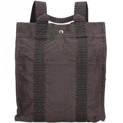 Hermes Dark Gray Canvas Herline Backpack PM Travel Backpack