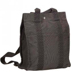 Hermes Dark Gray Canvas Herline Backpack PM Travel Backpack