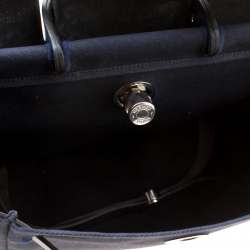 Hermes Denim Blue Fabric and Leather 2-in-1 Herbag Backpack